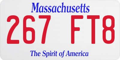 MA license plate 267FT8