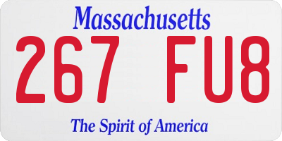 MA license plate 267FU8
