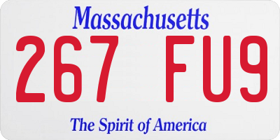 MA license plate 267FU9