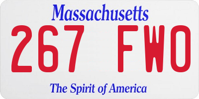 MA license plate 267FW0