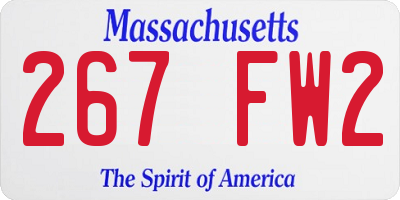 MA license plate 267FW2