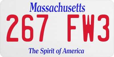MA license plate 267FW3
