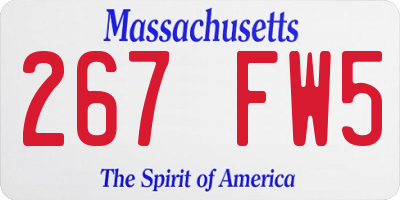 MA license plate 267FW5