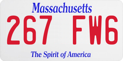 MA license plate 267FW6