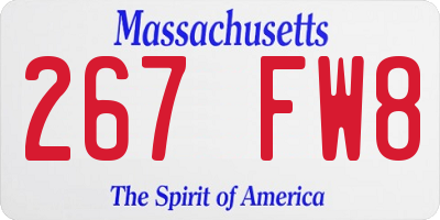 MA license plate 267FW8