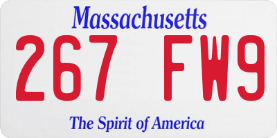 MA license plate 267FW9