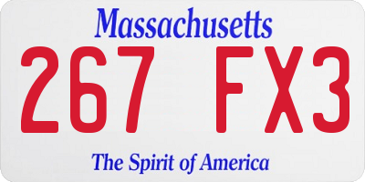 MA license plate 267FX3
