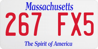MA license plate 267FX5