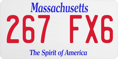MA license plate 267FX6