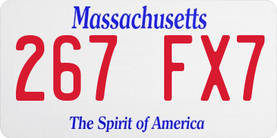 MA license plate 267FX7