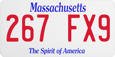 MA license plate 267FX9