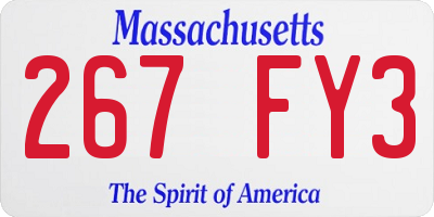 MA license plate 267FY3