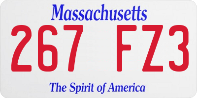 MA license plate 267FZ3