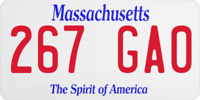 MA license plate 267GA0
