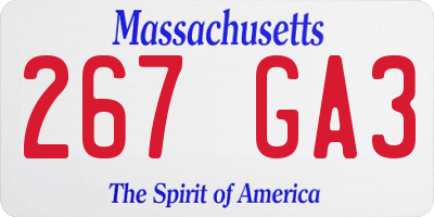 MA license plate 267GA3