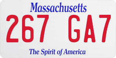 MA license plate 267GA7