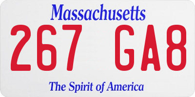 MA license plate 267GA8