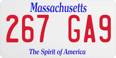 MA license plate 267GA9