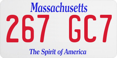 MA license plate 267GC7