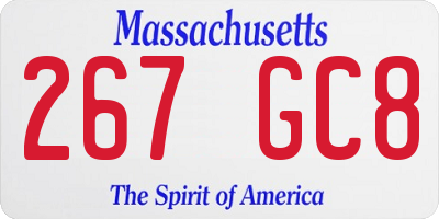 MA license plate 267GC8