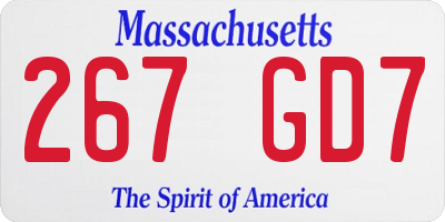 MA license plate 267GD7