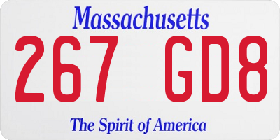 MA license plate 267GD8