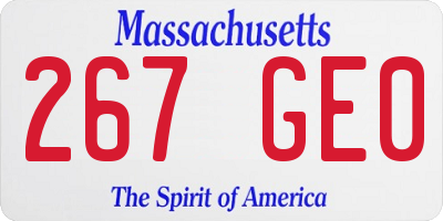 MA license plate 267GE0