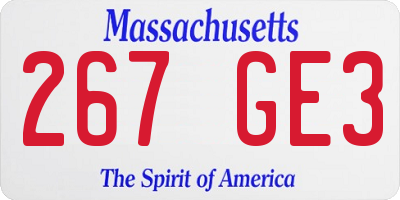 MA license plate 267GE3