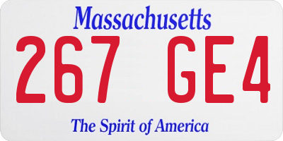 MA license plate 267GE4