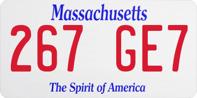 MA license plate 267GE7