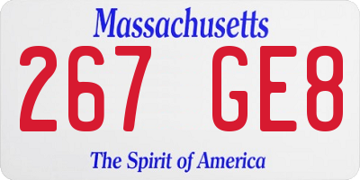 MA license plate 267GE8