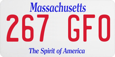 MA license plate 267GF0