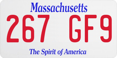 MA license plate 267GF9