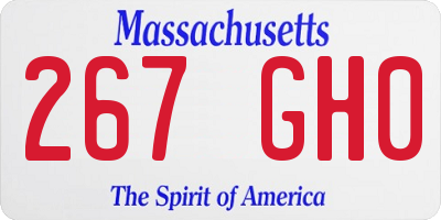 MA license plate 267GH0