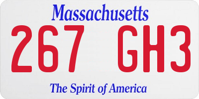 MA license plate 267GH3