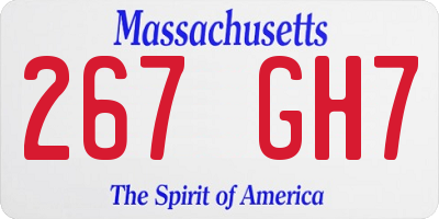 MA license plate 267GH7