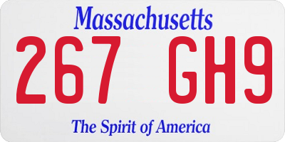 MA license plate 267GH9