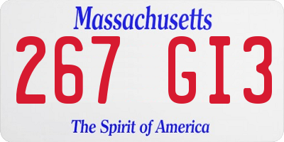 MA license plate 267GI3