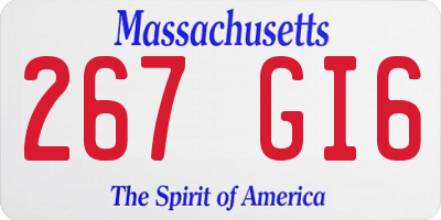 MA license plate 267GI6
