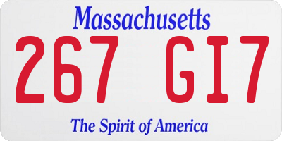 MA license plate 267GI7