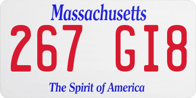 MA license plate 267GI8