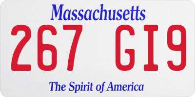 MA license plate 267GI9