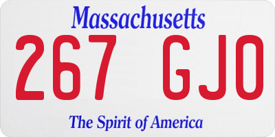 MA license plate 267GJ0