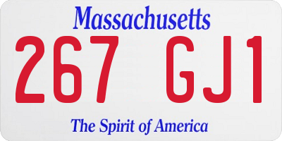 MA license plate 267GJ1
