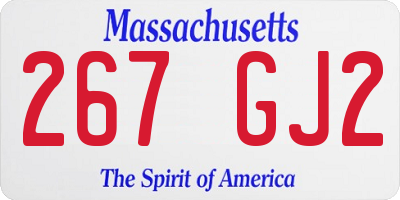MA license plate 267GJ2