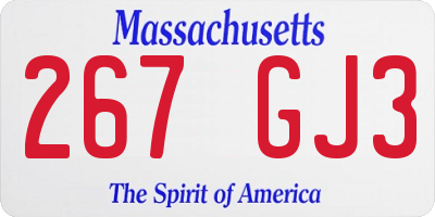 MA license plate 267GJ3