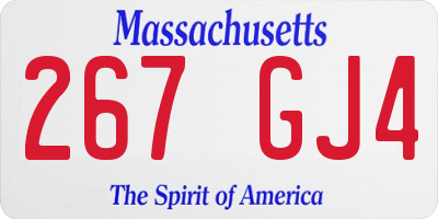 MA license plate 267GJ4
