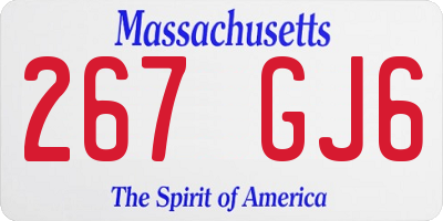 MA license plate 267GJ6
