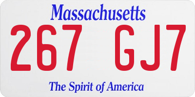 MA license plate 267GJ7