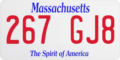 MA license plate 267GJ8